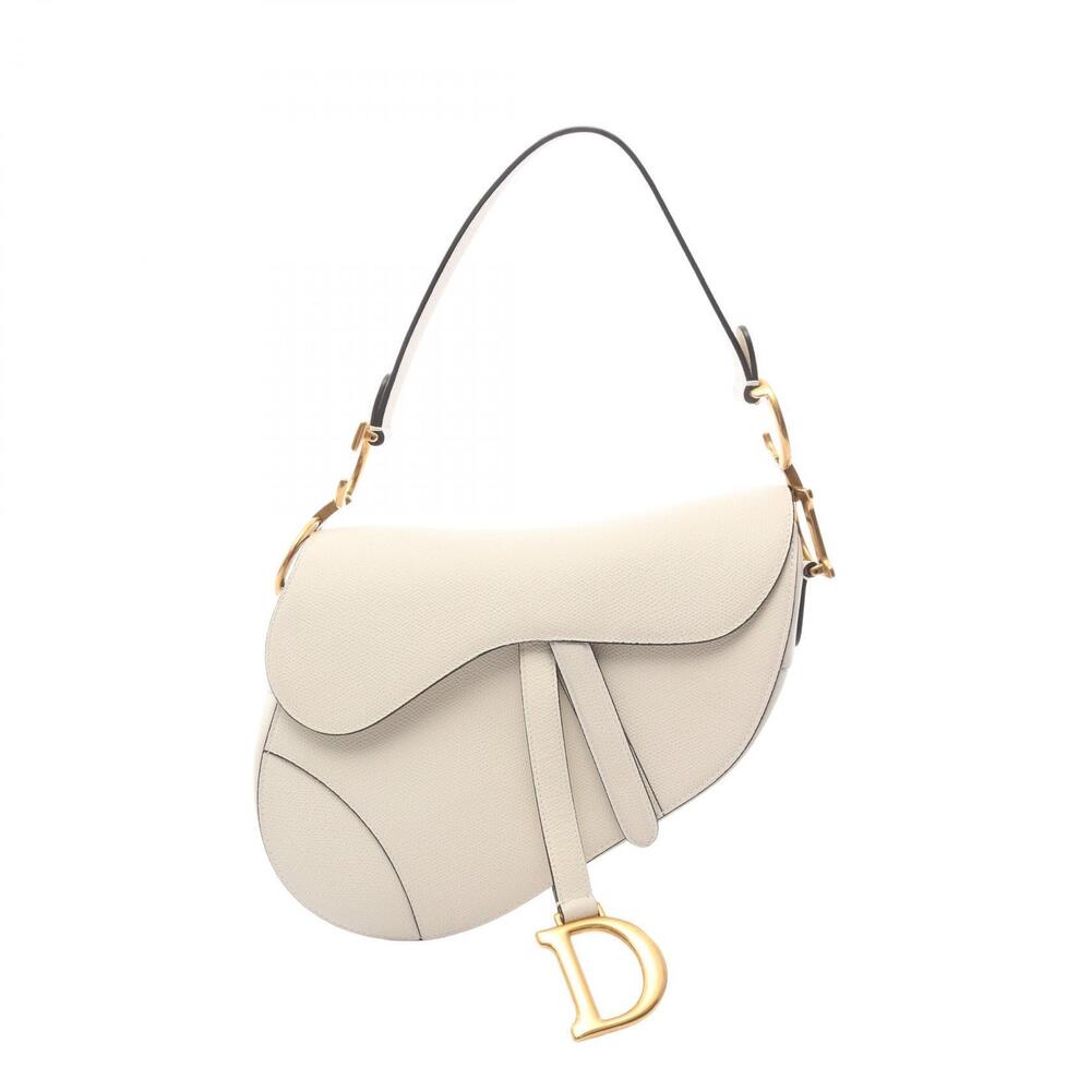 Christian Dior Saddle Bag Handbag Leather White